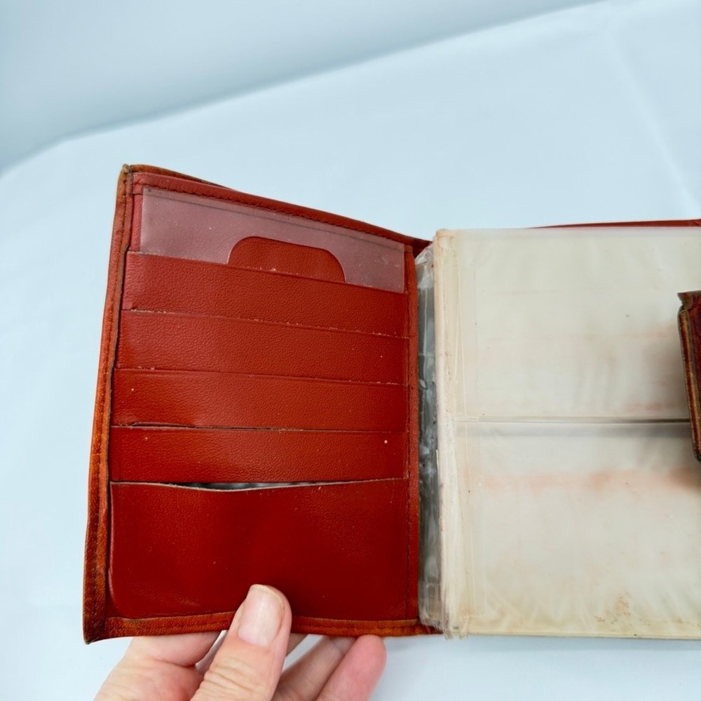 Rolfs Cowhide Wallet VTG Tooled Leather Kiss Lock Brown Retro‎ Photo Flap Womens - Picture 9 of 16